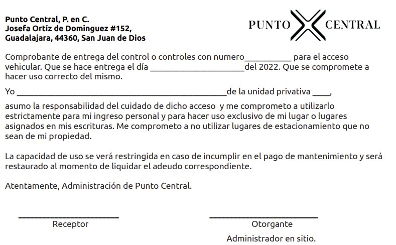 Entrega de Controles  de Acceso